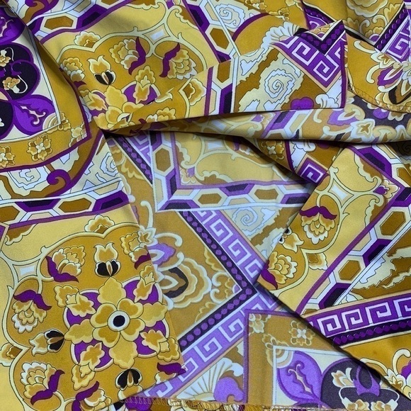 Vintage Pykettes Long Sleeve Yellow Purple Secretary Grannycore Blouse - Picture 5 of 5